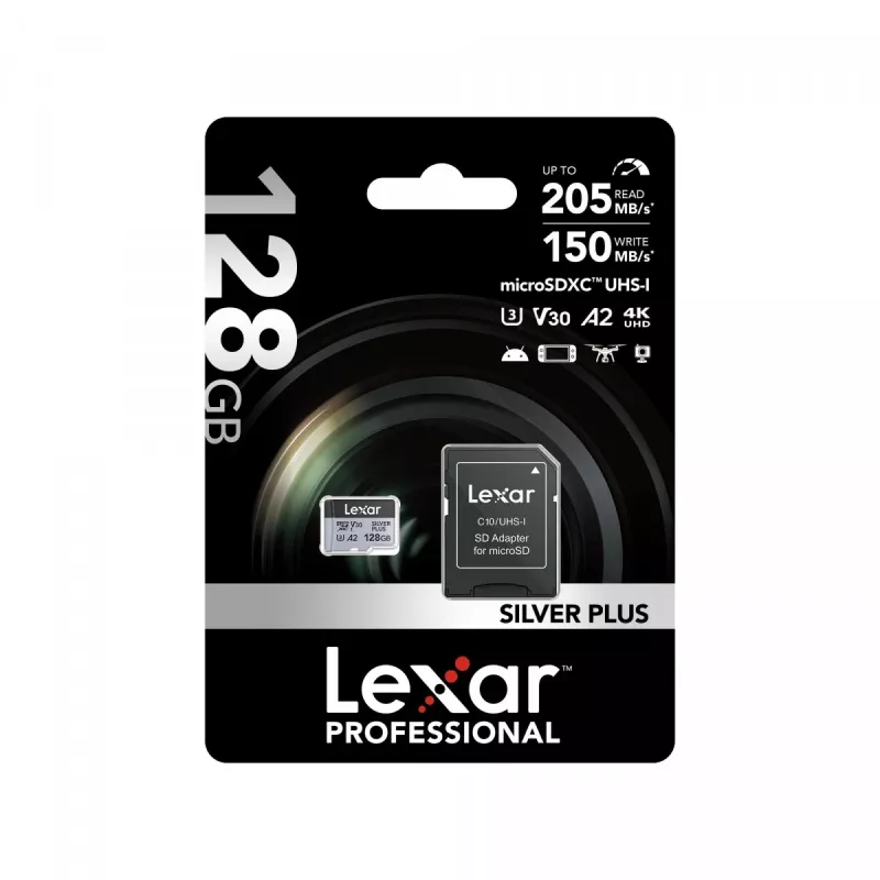 Flash atmiņa Lexar 128GB UHS-I MicroSDXC Professional SILVER PLUS
