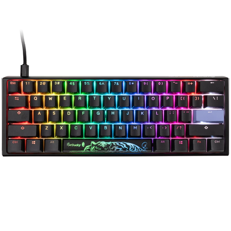 Ducky One 3 Classic Melns/Balts Mini spēļu tastatūra, RGB LED - MX-Speed-Sudraba (US) (DKON2161ST-PUSPDCLAWSC1)