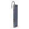 Gembird A-CM-COMBO9-01 USB Type-C 9-in-1 daudzportu adapteris (USB centrmezgls + HDMI + VGA + PD + karšu lasītājs + LAN + 3,5 mm audio), kosmosa pelēks