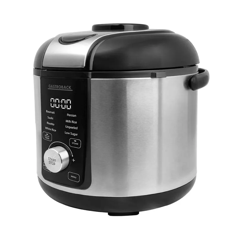 Rīsu vārāmais GASTROBACK Rice Control Low Carb & Steam, 3 L, 450 W, melns/nerūsējošais tērauds