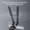 Wi-Fi 6 Bluetooth PCIe adapteris TP‑LINK Archer TX10E AX900 — PCIe karte, AX900 Wi‑Fi 6, Bluetooth