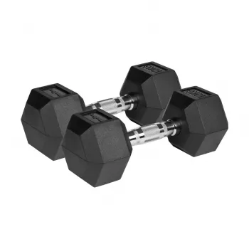 Gumijotas čuguna hanteles HEX 2x10 kg REBEL ACTIVE