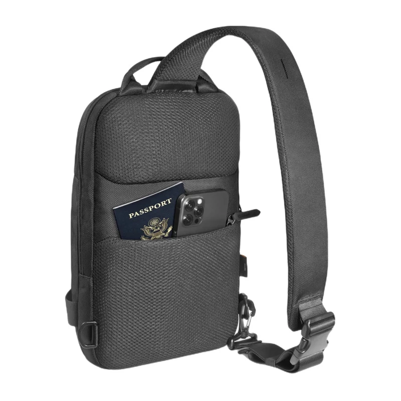 Crossbody soma Tomtoc Navigator-T24 S — melna, kompakta ikdienas nēsāšanai