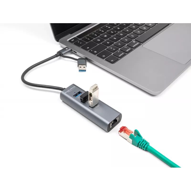 DeLOCK 64282 klēpjdatora dokstacija un portu replikators Vadu USB 3.2 Gen 1 (3.1 Gen 1) Type-C Pelēks (64282)