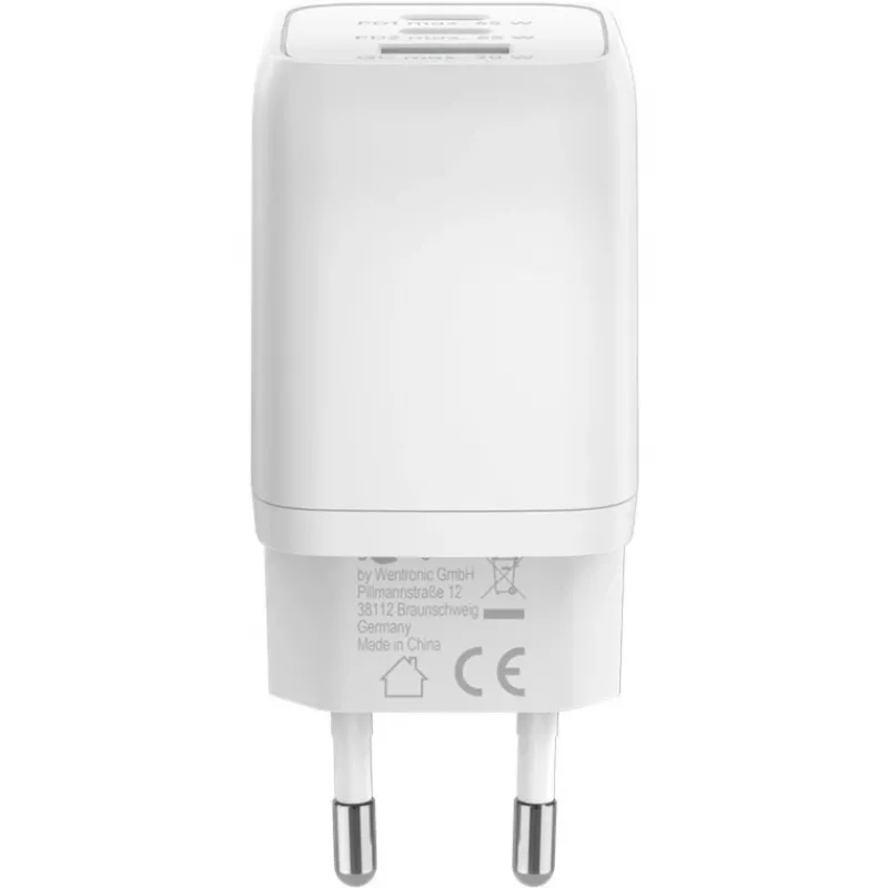 USB-C ātrais lādētājs Nano, PD, GaN, 65 W (balts, 1x USB-A, 2x USB-C PD, Charge 3.0)