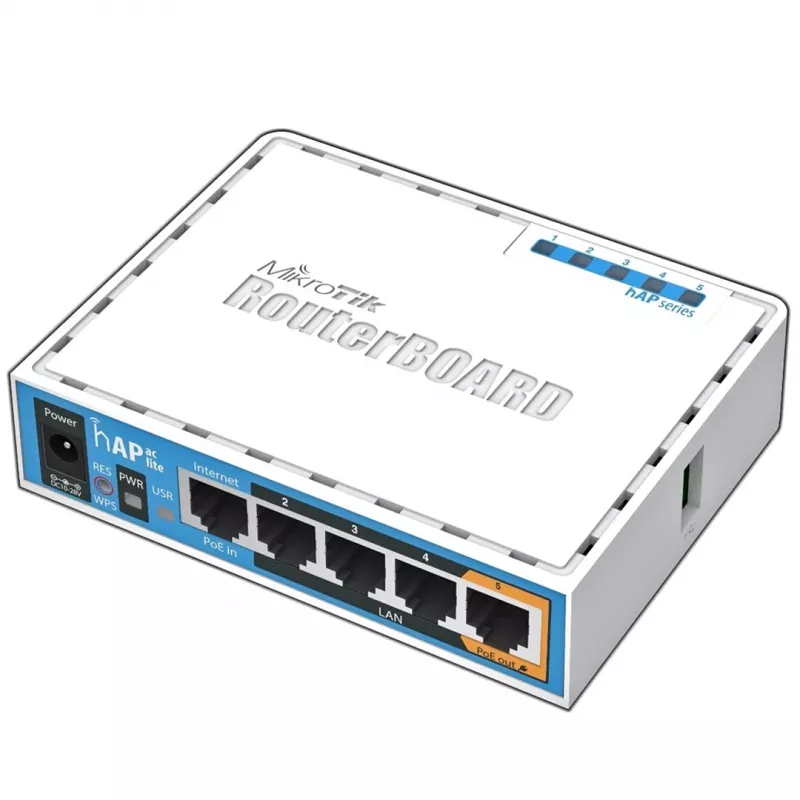 Mikrotik HAP ac lite 733 Mbit/s baltā krāsā Power over Ethernet (PoE)