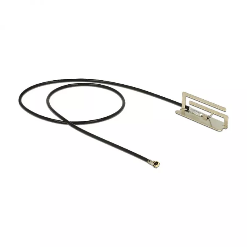 Antena DELOCK 86217 MHF savienotājs 4 dBi, 2.4–2.5 / 5.15–5.875 GHz, 50 Ω, 0.134 m kabelis, melna/sudraba