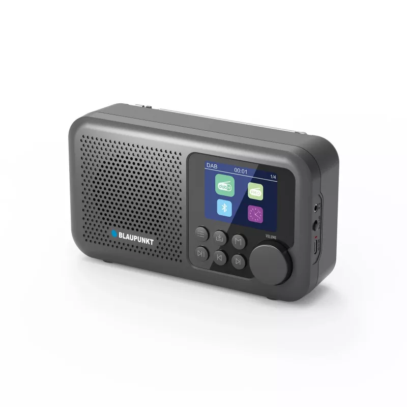 Pulksteņa radio BLAUPUNKT DR8BK — digitālais modinātājpulkstenis ar FM/DAB+, Bluetooth 5.3, 2W, 1800 mAh, USB uzlāde, melns
