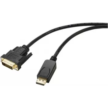 Renkforce DisplayPort / DVI adaptera kabelis, DisplayPort spraudnis, DVI-D 24+1pol. spraudnis, 1,80 m, melns, RF-5771518, PVC apvalks, DVI kabelis (RF-5771518)