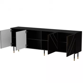 Chest of drawers cama meble Cama 4D MOUNTAIN 204x40x72 cm — Melns & gold, MDF/particle board