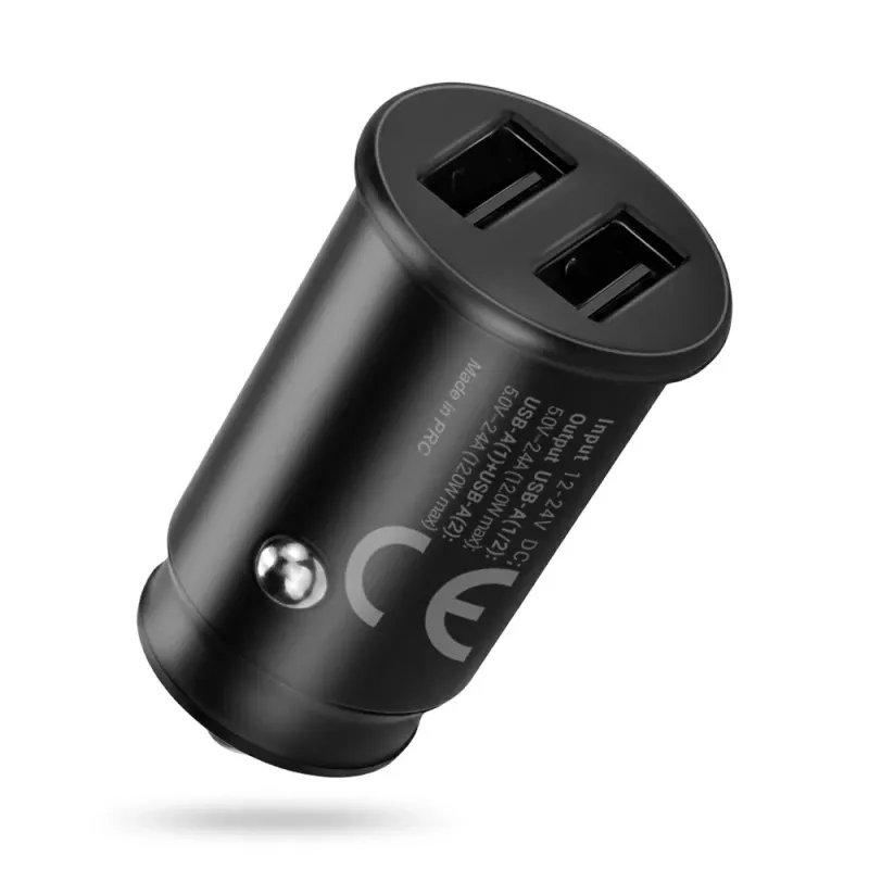 auto lādētājs everActive CC-25C 2x USB-A + USB-C, 12W, iebūvēts automašīnas USB strāvas adapteris