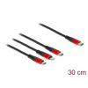 USB uzlādes kabelis DeLOCK 86710 3-in-1 USB Type-C uz Lightning Micro USB 30 cm Melns Sarkans
