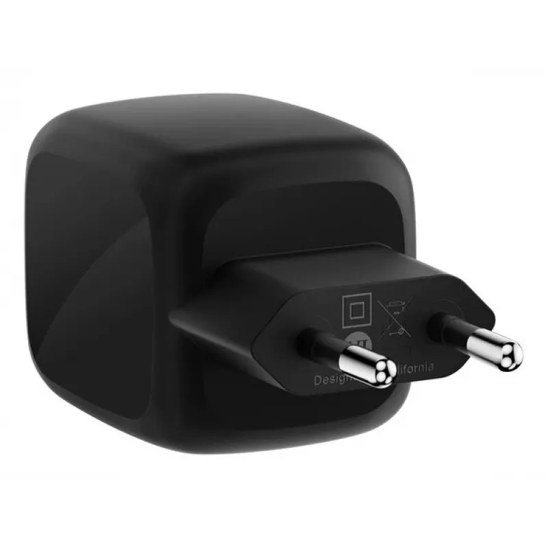 AC iekštelpu ātrais lādētājs Belkin WCH020kqBK, 2× USB-C, universāla savietojamība, strāvas aizsardzība, melns