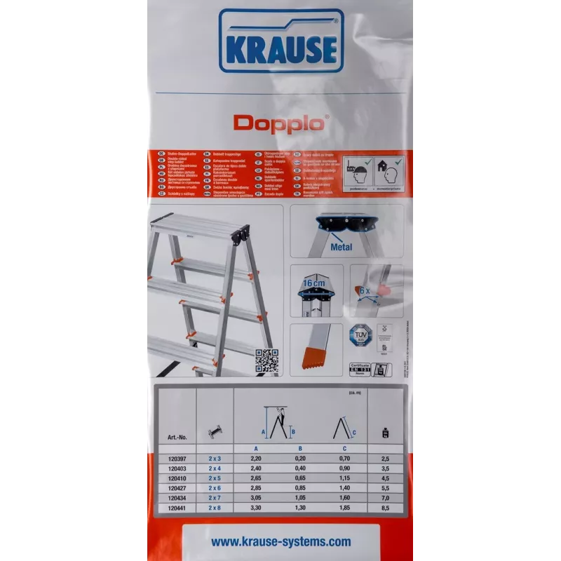 Krause Dopplo divpusējās kāpnes sudraba krāsā