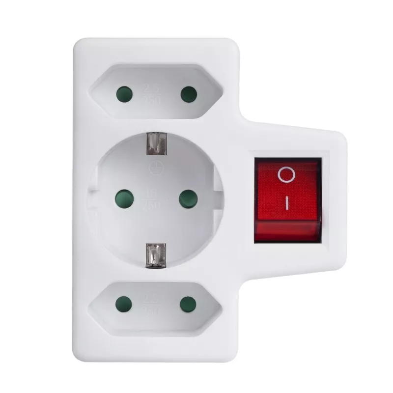 Maclean MCE215 daudzspraudņu adapteris, 1x16 A + 2x2.5 A Schuko