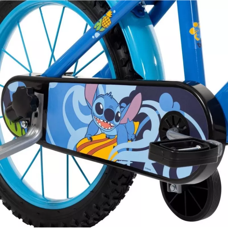 Bērnu velosipēds HUFFY Disney Stitch 16 collas ar mācību riteņiem, kājas bremze