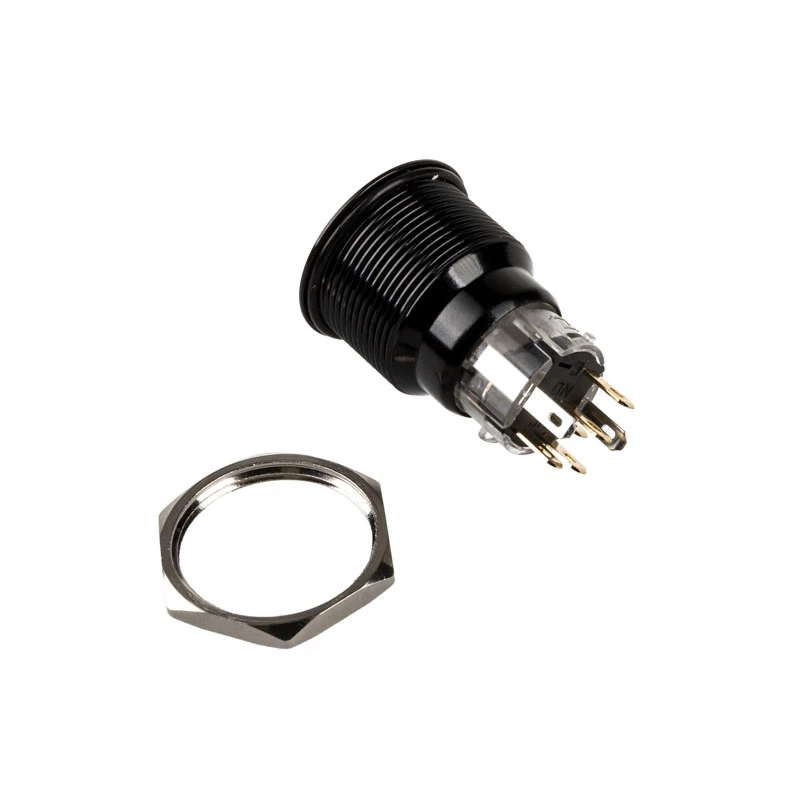DimasTech vandāldroša spiedpoga 22 mm Melnsline Dot RGB PD223