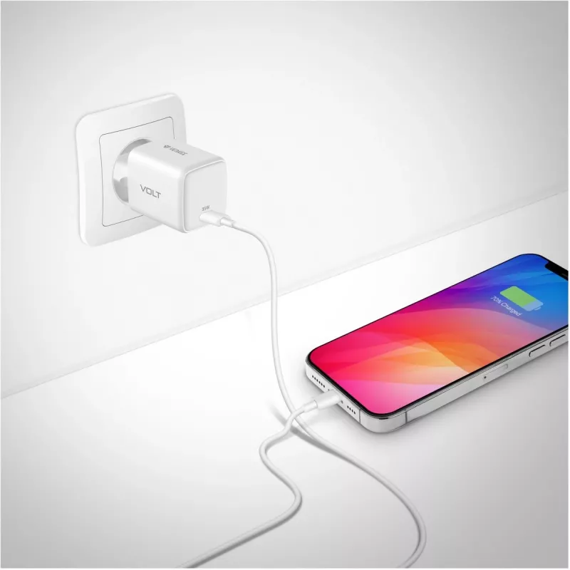 USB C 35W 3A Power Delivery 3.0 QC 3.0 sienas lādētājs balts