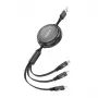 3-in-1 ievelkamais kabelis FONENG X113 1,1 m melns — Lightning, USB-C, Micro-USB