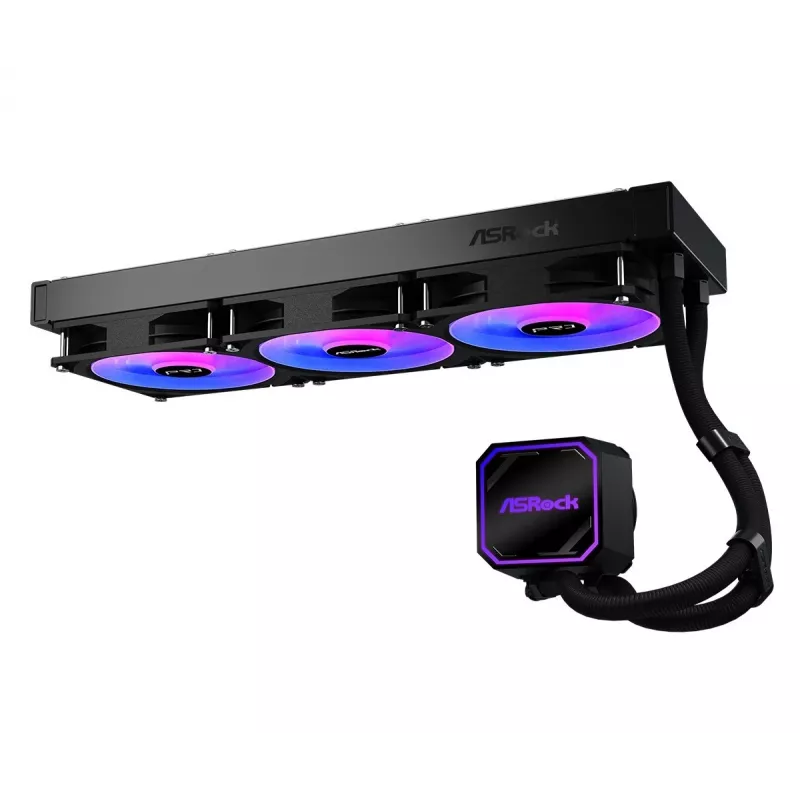 CPU dzesētājs ASROCK Pro 360 ARGB Melns — ASROCK modelis 90-APRA36-BAAGA6, 360mm AIO šķidruma dzesētājs, ARGB apgaismojums