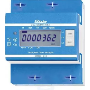 Trīsfāžu enerģijas skaitītājs Eltako DSZ15WDM-3x5A MID — 3×5 A ieeja, MID sertificēts