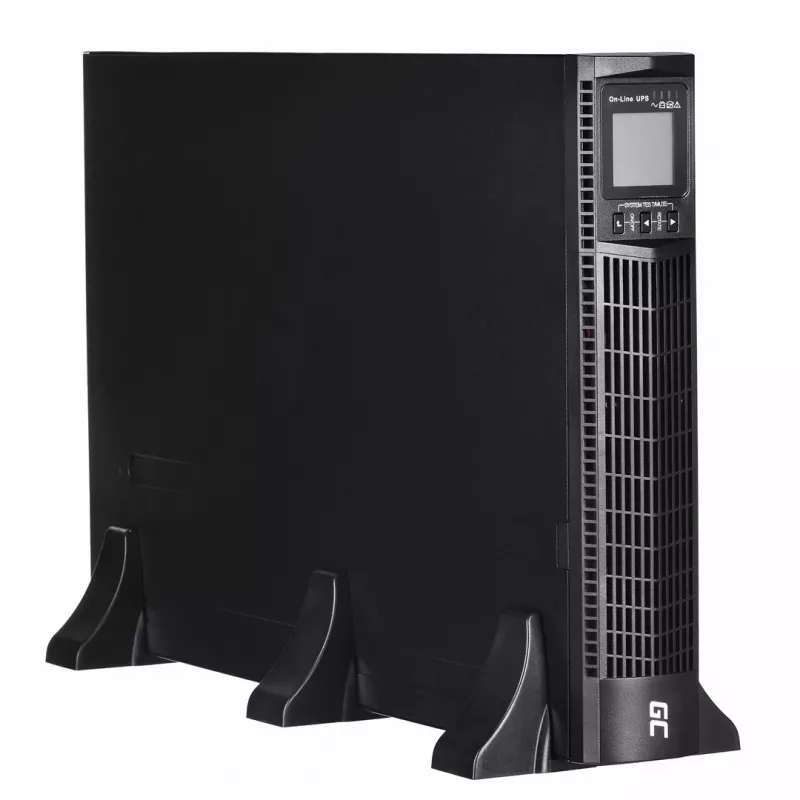 Nepārtrauktās barošanas avots zaļa Cell UPS15 — tiešsaistes dubultpārveidošana 3 kVA (2700 W), 6 maiņstrāvas ligzdas, tīrs sinuss, LCD, tornis, 6×12V/9 Ah baterijas