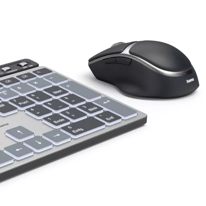 Bezvadu vairāku ierīču tastatūras un peles komplekts HAMA WKM-750 — melns, bezvadu savienojums