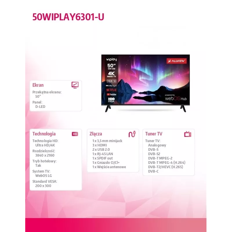 TV LED 50 collu 50WIPLAY6301-U