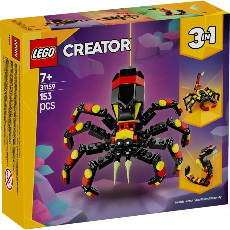 LEGO Creator 3-in-1 būvējams zirnekļa modelis 31159 — 153 gab., vecums 7+, 110×150×50 mm