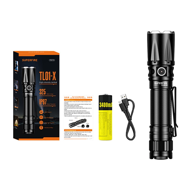 Lukturis Superfire TL01-X rokas uzlādējams LED, kompakts dizains