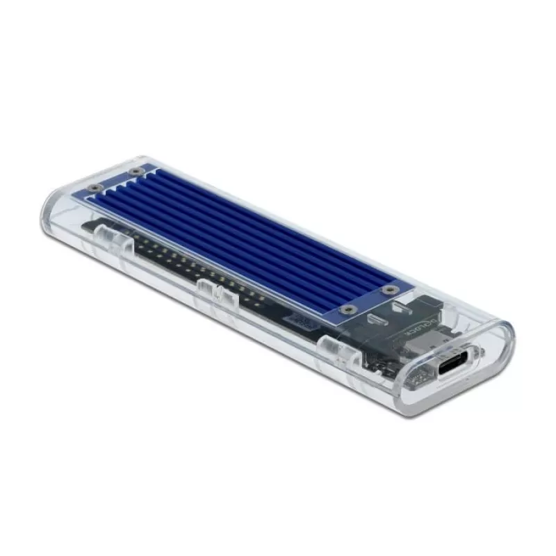 SSD korpuss DeLOCK 42620 ārējais korpuss M.2 NVME PCIe SSD ar USB Type-C ligzdu, caurspīdīgs