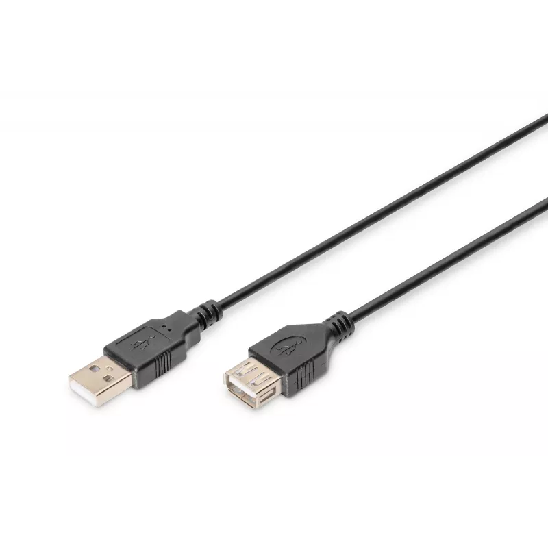 Digitus ASSMANN Basic - USB pagarinātāja kabelis - USB Type A, 4-pin (M) - USB Type A, 4-pin (W) - 3 m (USB/USB 2.0) - Molded - Melns (AK-300200-030-S)