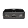 Eaton Tripp Lite sērijas 2-portu USB/HD kabeļa KVM slēdzis ar audio/video, kabeļiem un USB perifērijas koplietošanu - KVM-/audio-/USB slēdzis - 2 x KVM/audio/USB - 1 lokālais lietotājs - galddators