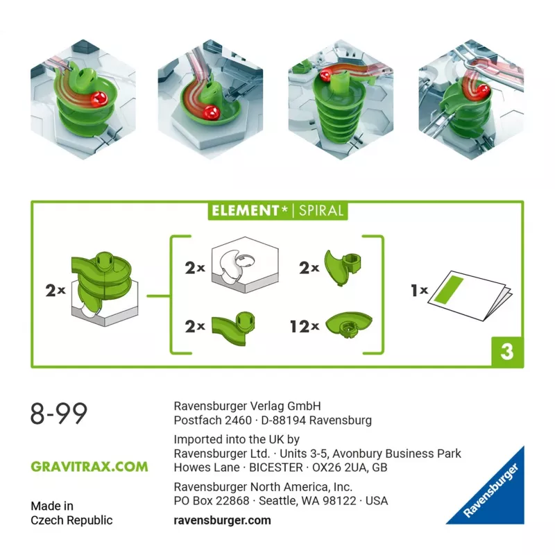 GraviTrax Elements Spiral Ravensburger 22424 Daudzkrāsains