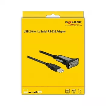 USB 2.0 Type-A uz 1 × seriālais RS-232 DB9 4 m DeLOCK 66323