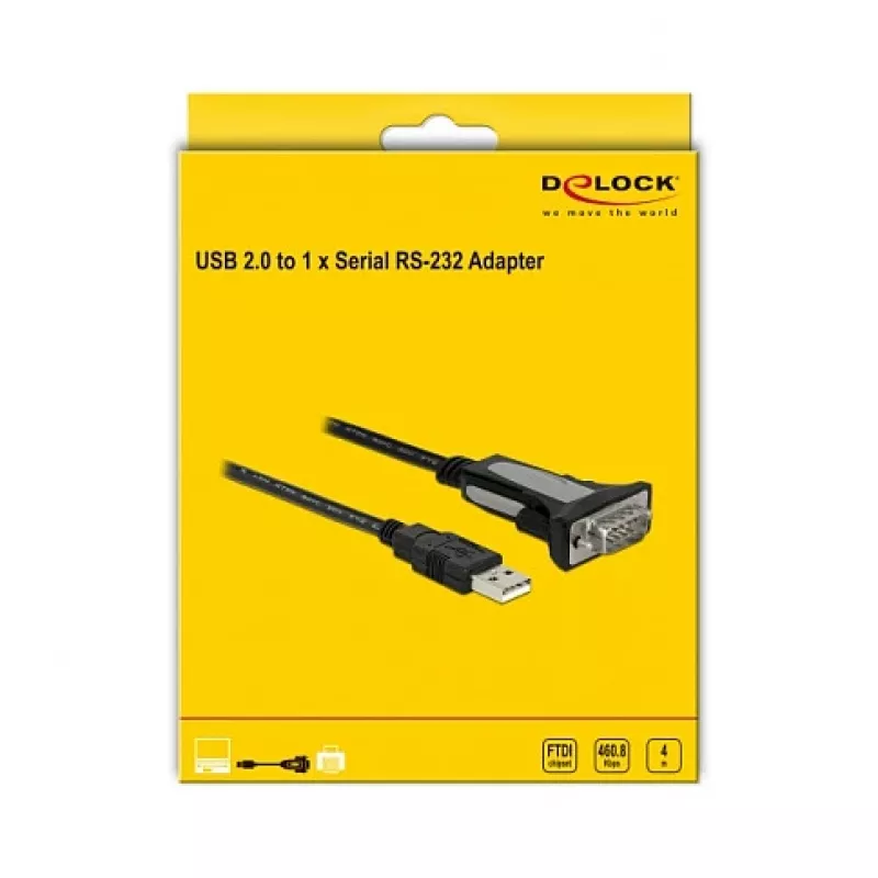 USB 2.0 Type-A uz 1 × seriālais RS-232 DB9 4 m DeLOCK 66323