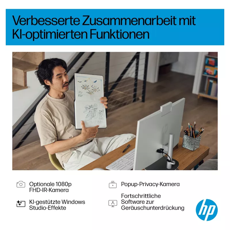 HP All-in-One PC (Complete Solution) 27-ct2073ng AMD Ryzen AI 7-350 512GBSSD 16GB balts (27-ct2073ng)