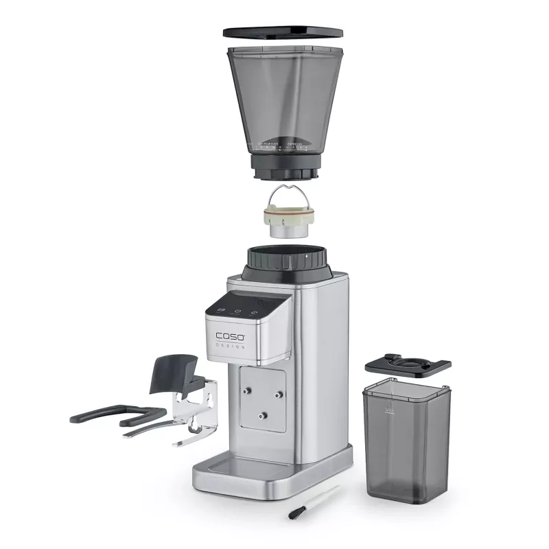 Caso kafijas dzirnaviņas | Barista Chef nerūsējošais tērauds | 150 W | Kafijas pupiņu ietilpība 250 g | Krūzīšu skaits 12 gab. | Nerūsējošais tērauds