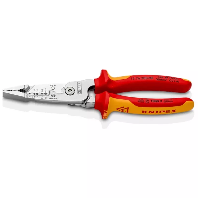 Kabeļu noņemšanas knaibles Knipex 13 76 200 ME 6 mm noņemšanas jauda Sarkans Nerūsējošais tērauds Dzeltens
