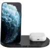 Bezvadu lādētāja dokstacija 2in1 QI 10W/USB-C/LED melna