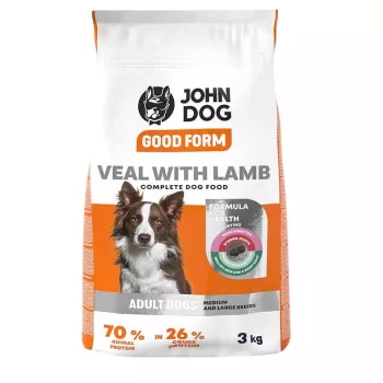 Sausā suņu barība John Dog Good Form Adult Veal with Lamb, 3 kg