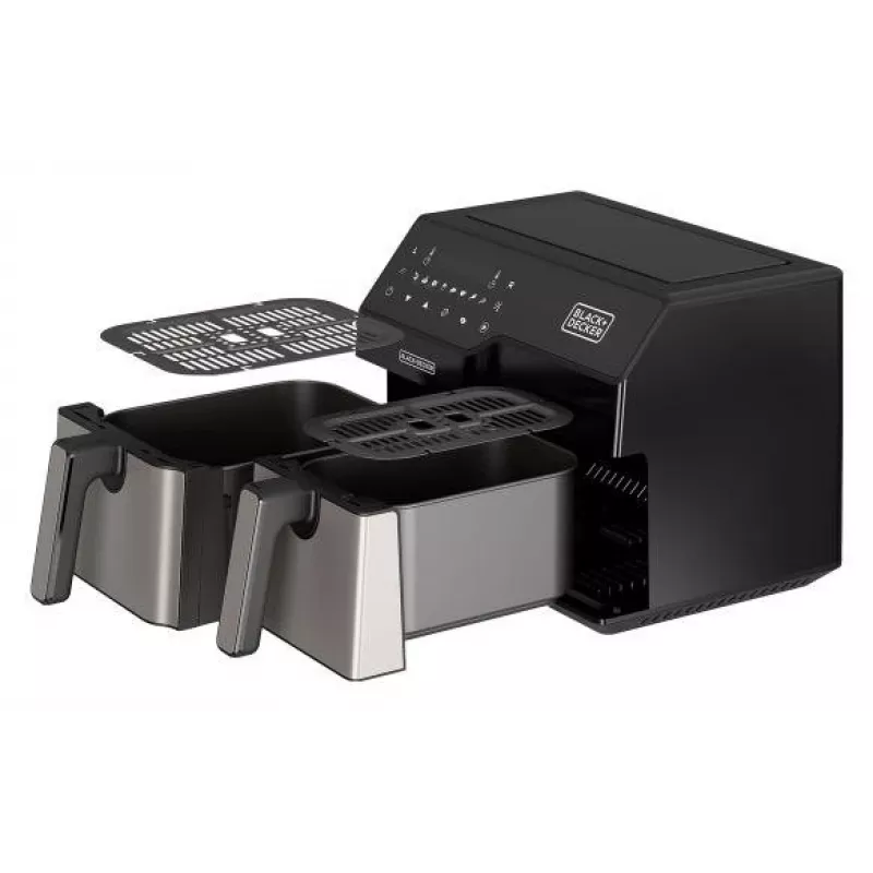Karstā gaisa fritieris Black & Decker BXAF9000E Dual Basket 9 L, 2500 W, 80–200 °C, 2 grozi, 8 programmas
