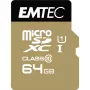 EMTEC Gold+ - Zibatmiņas karte (iekļauts SD adapteris) - 64GB - Class 10 - microSD - Gold (ECMSDM64GXC10GP)