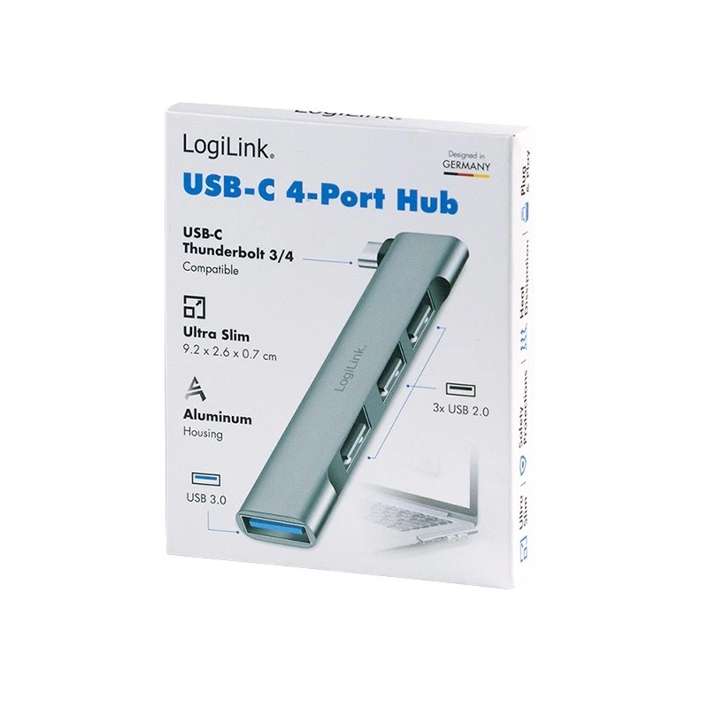LogiLink USB 3.2 Gen1 4-portu centrmezgls ar USB-C 1x USB3.0 AF 3x USB2.0 AF UA0437