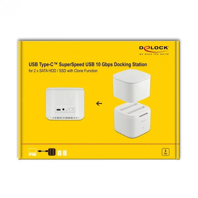 Dokstacija DeLOCK USB Type-C™ 3.2 diviem 2,5 collu SATA HDD/SSD