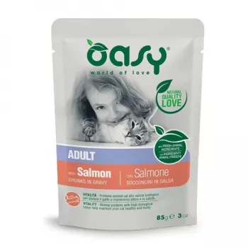 Oasy gabaliņi mērcē pieaugušām kaķiem ar lasi 85g
