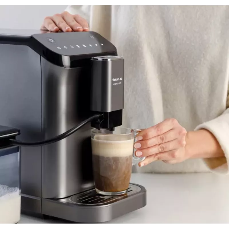 Espresso automāts Taurus Accento Latte, pilnībā automātisks, iebūvēta dzirnaviņa, 1,5 L ūdens tvertne, kafijas pupiņu ievade