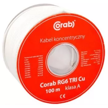 COAXIAL kabelis RG6 TRI Cu CORAB ( 100m spool ) class A