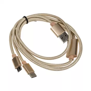 Akasa AK-CBUB42-12GL USB kabelis 1,2 m USB 2.0 USB A USB C/Micro-USB B zelta (AK-CBUB42-12GL)