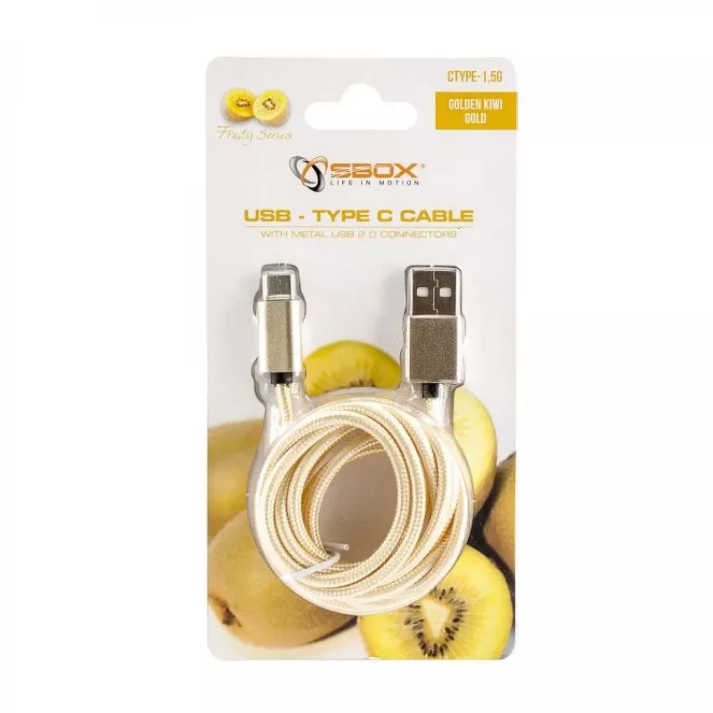 USB kabelis SBOX USB-TYPEC-15G 1,5m USB A USB C Zelts